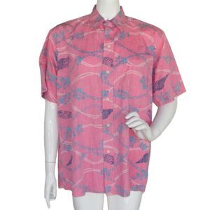 REYN SPOONER Hawaiian Shirt L Vintage, Pink, Button front, Short sleeves